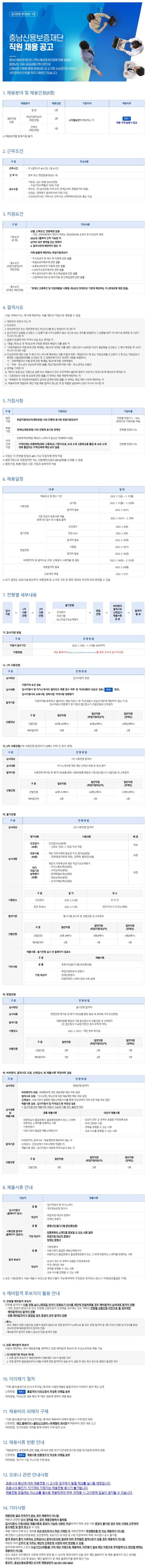 [구인]충남신용보증재단 직원 채용 안내